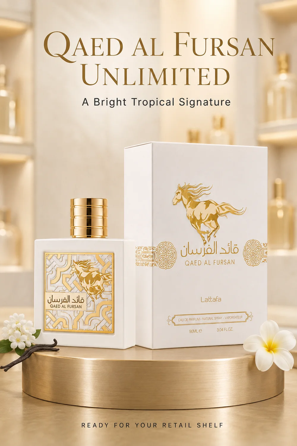 Lattafa Qaed Al Fursan Unlimited: Creamy Coconut Perfume Wholesale Guide Qaed Al Fursan Unlimited retail presentation